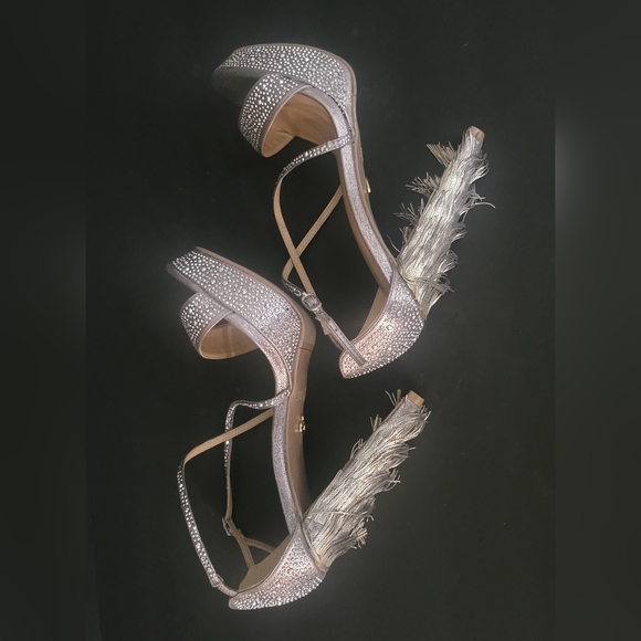 Silver embellished heels with fringe - Picture 10 of 16